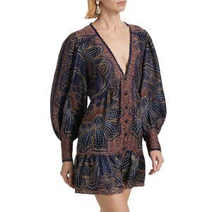 Farm Rio Floral Glam Minidress in Blue Size Medium NWT